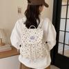 Lightweight Drawstring Daypack Casual Bookbag Fashionable Bow Print Corduroy Backpack  Spring