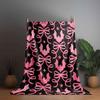 1pc 280gsm Pink Bat and Bow Patterned Flannel Blanket Gothic Bedroom Decoration and Accessories Aesthetic Room Decor Festival