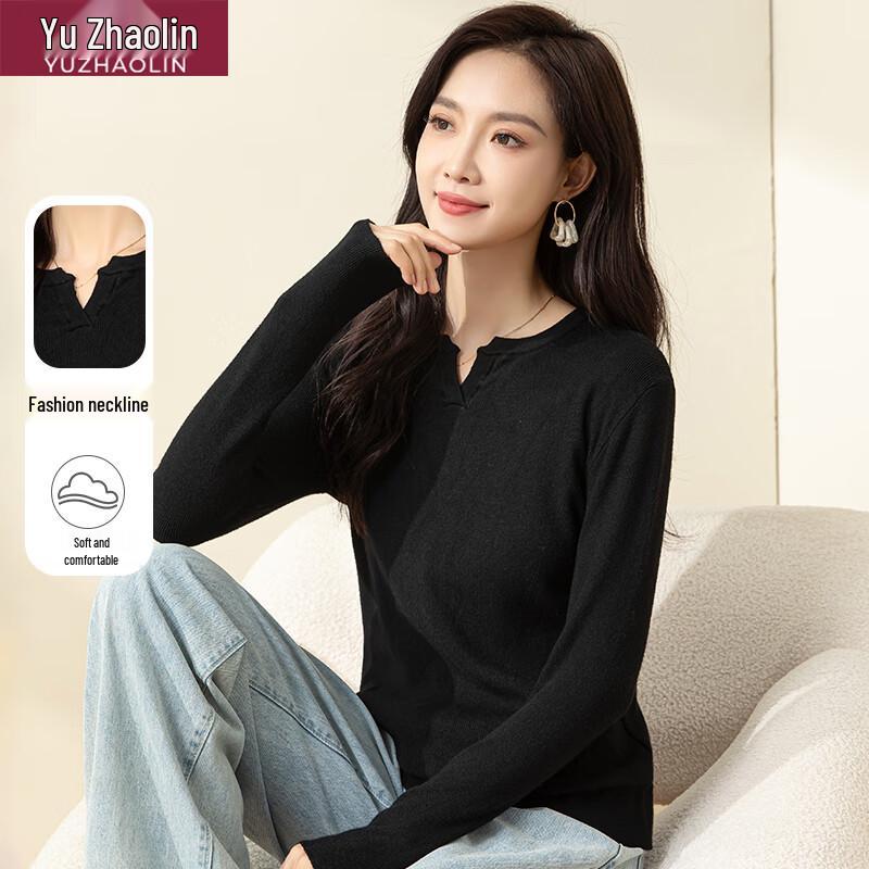 YUZHAOLIN Women's V-Neck Long-Sleeve Knit Top