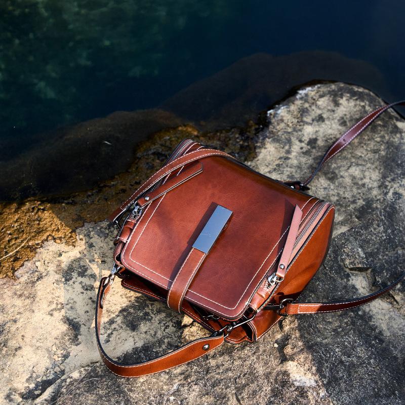 Geantă Crossbody pentru Femei din Piele Naturală Geantă de Mână Femei Capacitate Mare Stil Nou Versatilă Fashion Geantă de Umăr Unic Femei
