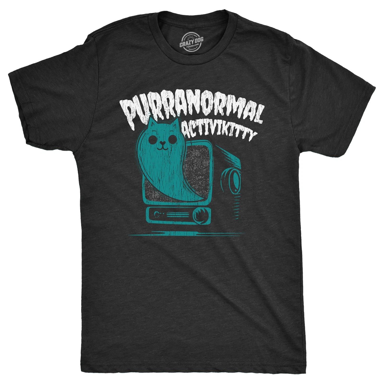 Mens Purranormal Activikitty T Shirt Funny Spooky Halloween Ghost Kitten Lovers XS