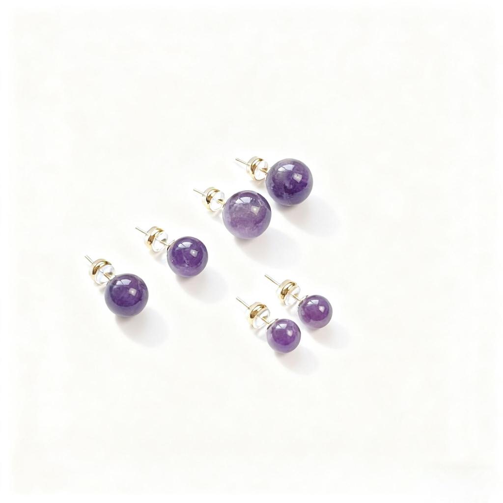 2025 Luxury Lightweight Purple Amethyst Imitation Jade Stud Earrings for Women
