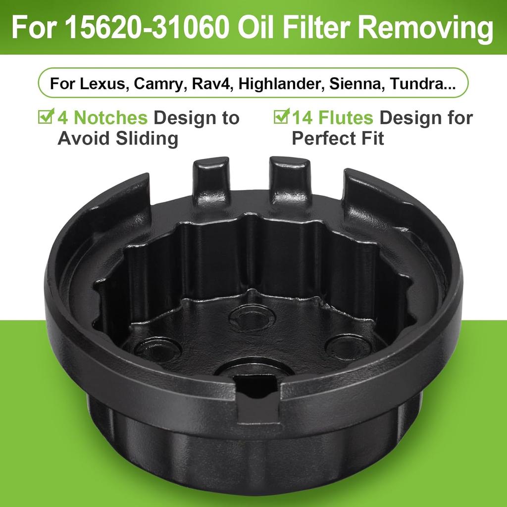 Spurtar Oil Filter Wrench For Toyota Cap Style Oil Filter Removal Tool 64Mm For Lexus, Camry, 4 Runner, RAV4, Tundra, Tacoma, Highlander, Sienna,