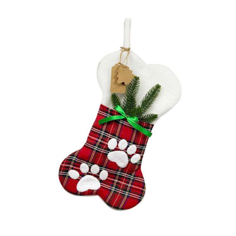 Grid Christmas Stockings Candy Sock Xmas Gift Holders for Christmas Home Navidad New Year Sock Christmas Tree Decorations