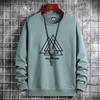"2025 Youth Men's Loose-Fit Terry Sweatshirt: Long Sleeve, Round Neck, Fall/Spring Trend"