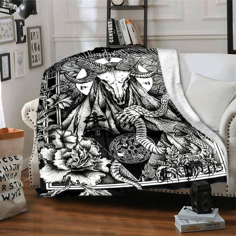 Satan Print Flannel Blanket High Quality Warm Comfortable Cover for All Seasons Perfect for Gifts Home Decor