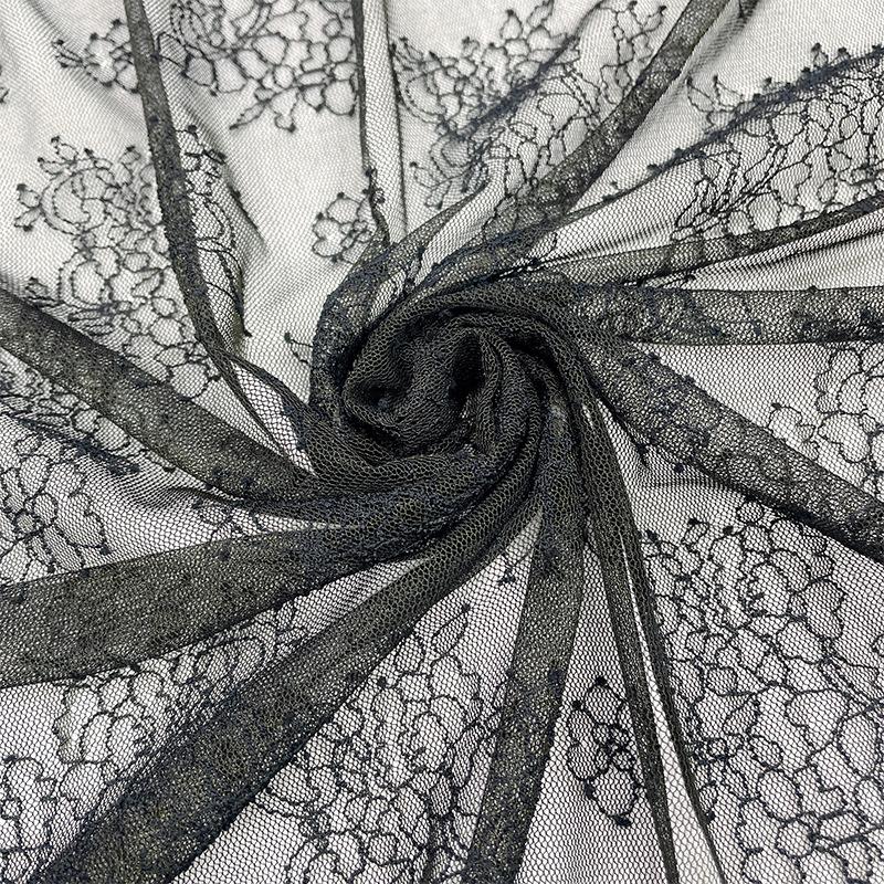 

Комплект из эластичного цветочного черного кружевного платка и перчаток для нижнего белья чёрный