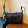 Polka Dot Twill Fabric Cosmetic Bag Large Capacity Zipper Closure For Travel Daily Toiletry Storage