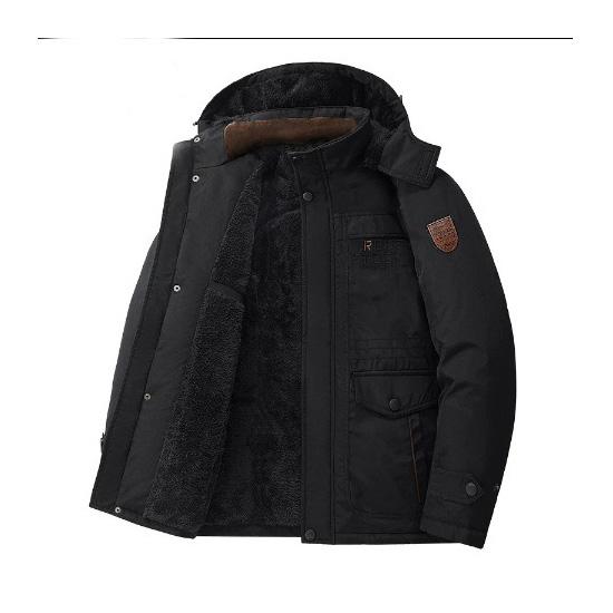 Winter Thickened Velvet Warm Men's Casual Cotton Clothes Windproof Waterproof Medium and Long Jacket
