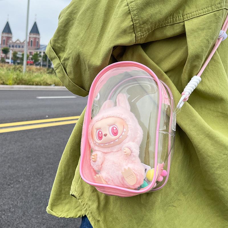 Clear Crossbody Labubu Doll Bag Protective Cover Doll Hanging Bag Doll Walk Bag