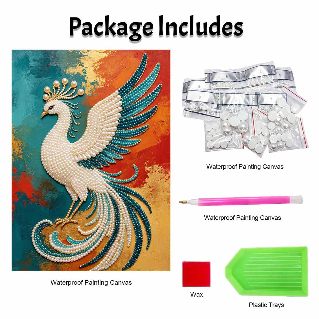 DIY Pearl Gem Elegant Peacock Art Shining Bead Craft Art Home Wall Ornament Simple Unframed Room Decoration Art Modern Style Exquisite Gift