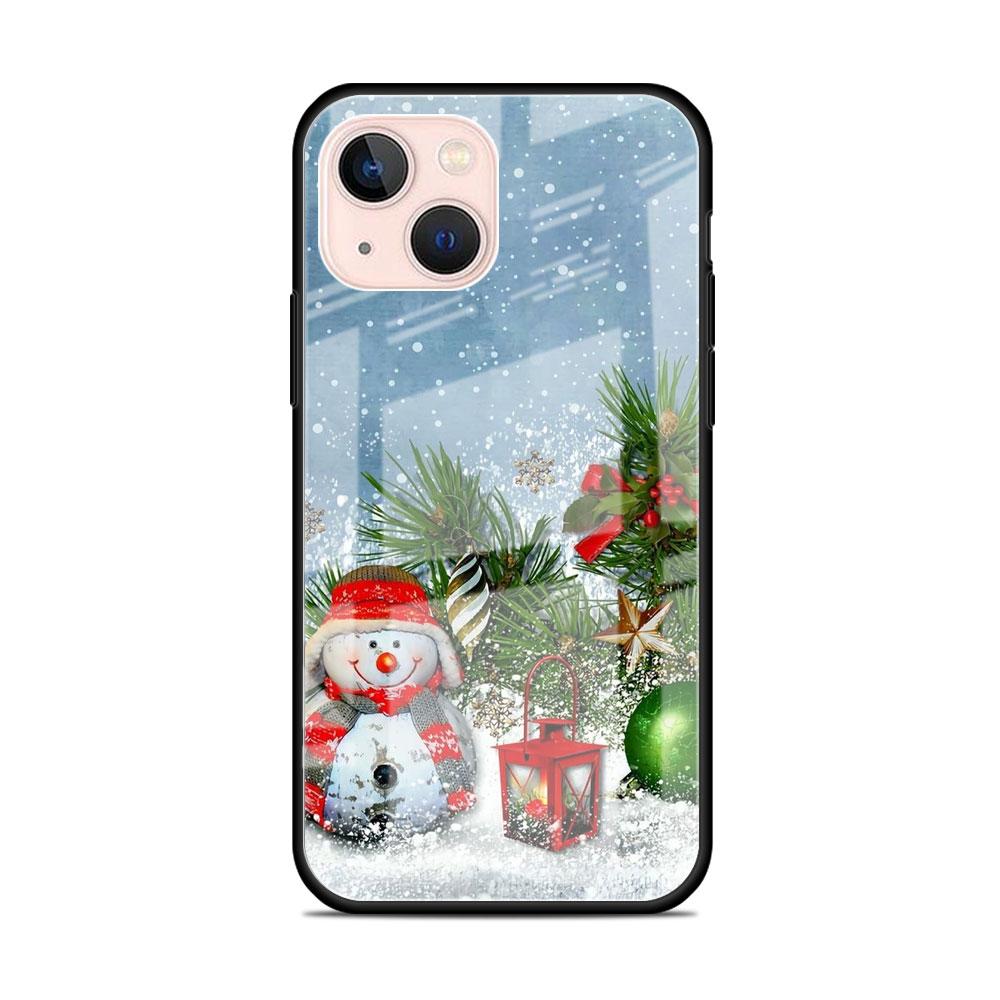 

Рождественский стеклянный чехол с рисунком снеговика для Apple iPhone 14 11 13 Pro 12 7 8 Plus SE 2022 XR X XS Max 6 6S, закаленный чехол для телефона iPhone 14 Pro Max