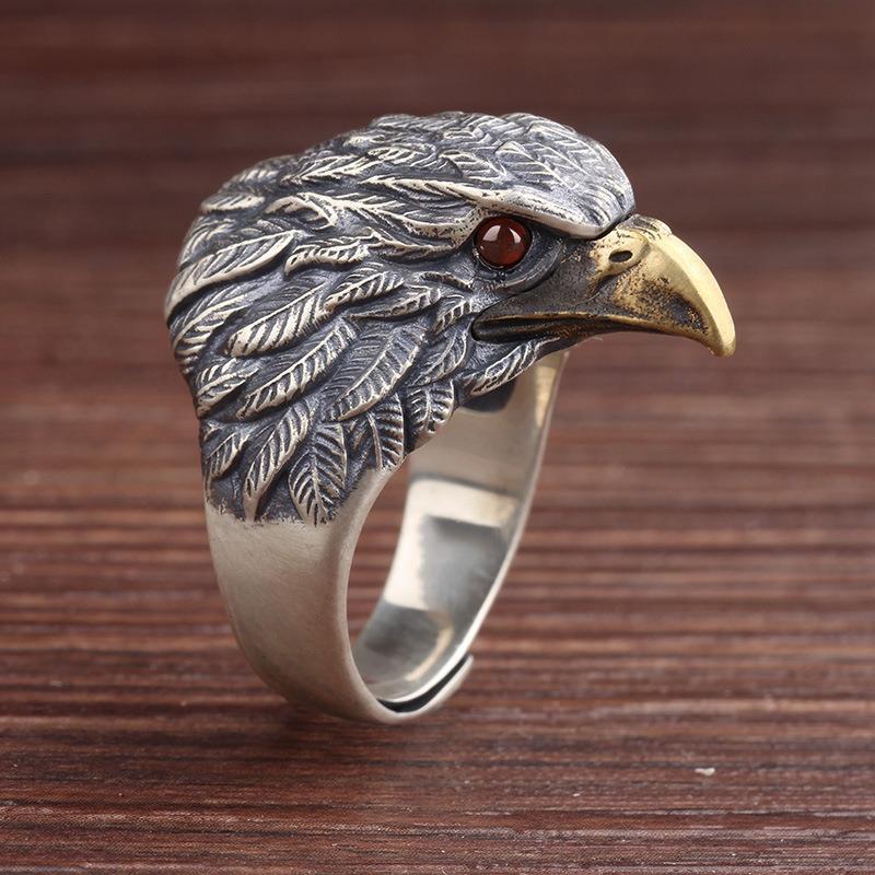 Men Pop Sterling Silver Eagle Shape Open Ring