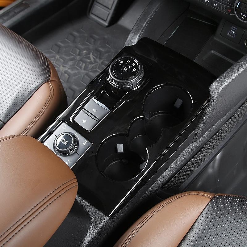 For Ford Bronco sport   ABS black center control gear shift panle front water cup holder cover interior accessories