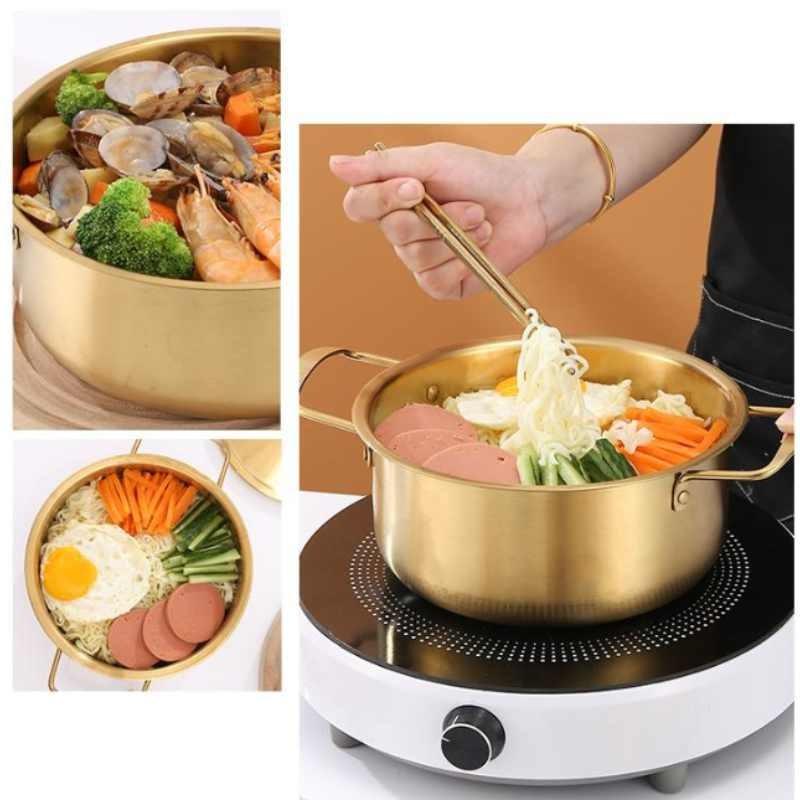 Steel Ramen Stainless Soup Pot With Lid For Family Meal Cooking Kitchen Tools