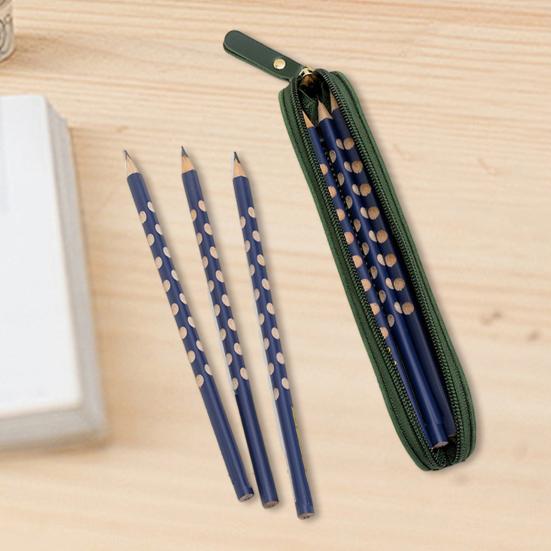 Stationery Bag Multi-Functional Design Slim Pencil Case Organizer Imitation Leather Compact Portable Pen Storage Pouch