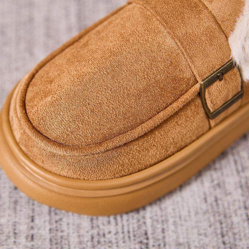 Indoor Plush Warm Fluffy Slippers Women's Simple and Fashionable Cotton Shoes Winter Thick Sole Non-slip