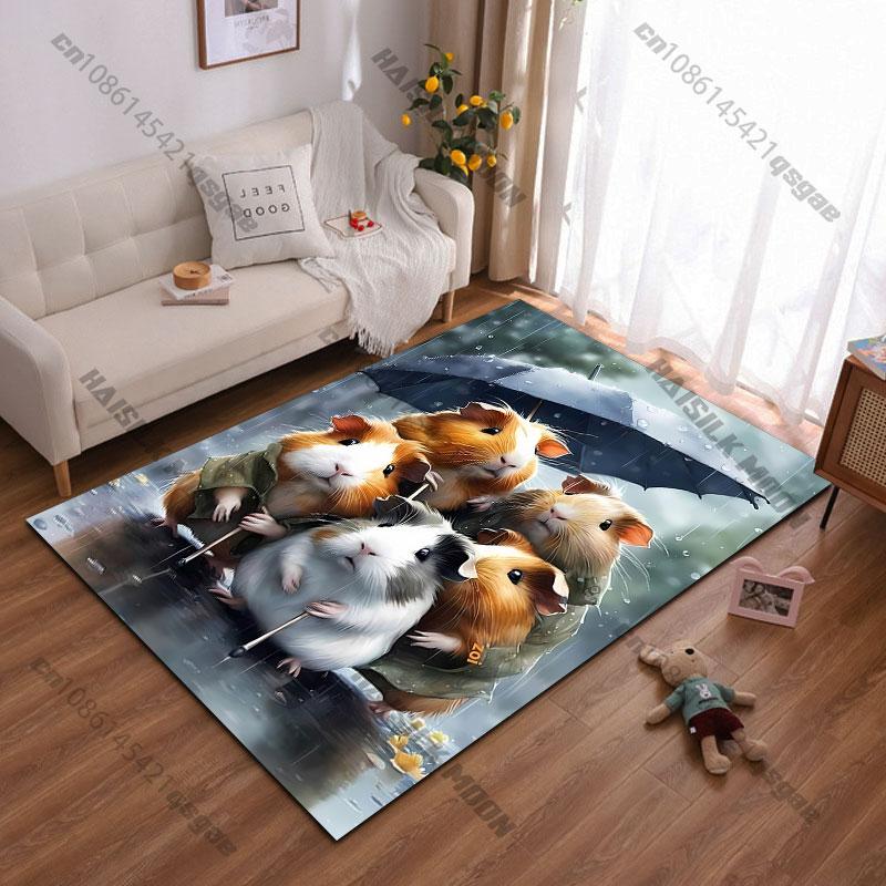 Guinea pigs sharing umbrella rain carpet Yoga living room room decor children's crawling mat doormat area rug games mat