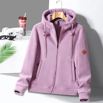 Winter Warm Cashmere Jacket Womens High-end Ski Fleece Iined Thickened Hoodie Coat Casual Womens Outdoor Camping Cold-proof Jacket