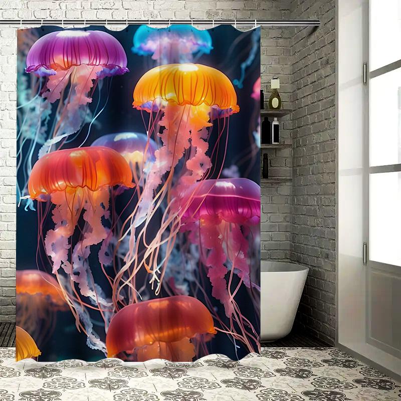 Vibrant Jellyfish Shower Curtain - Colorful Ocean Life Design For A Waterproof And Unique Bathroom Dcor Set"