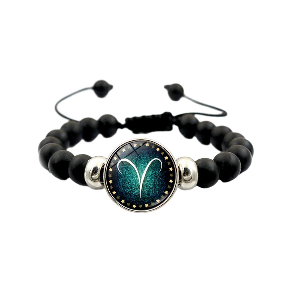 Brilliant Gift Black Beaded Bracelet Show Thoughtfulness With Zodiac Signs Horoscope Astrology Bracelets Adjustable, 3