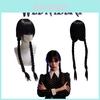 Wednesday Addams Cosplay Wig Braided Hair For Halloween Xmas Fancy Party