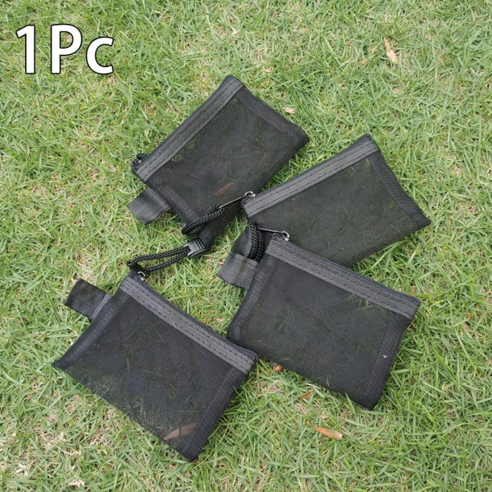 

1 шт. Мини-сетчатая сумка на молнии, прозрачный чехол для банковских карт, для наушников, линии передачи данных, хранения помады чёрный