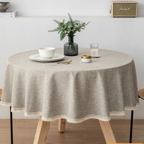 stawink Round Tablecloth, Nordic Design, Water-Repellent, Waterproof, Stylish, Cute Lace, 140cm