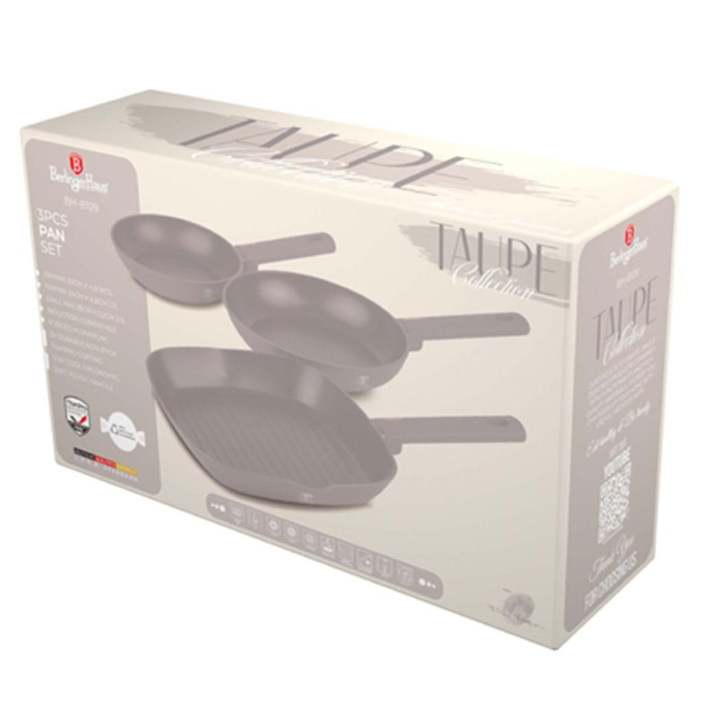 Set Of 3 Titanium Frying Pans Berlinger Haus Bh-8109 Taupe