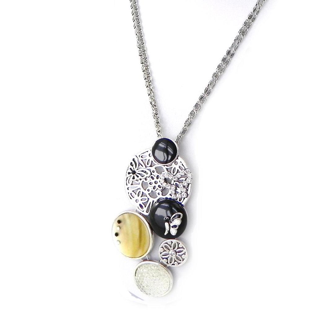 NOA [H8995] - Designer Necklace 'Carmen' Black Yellow