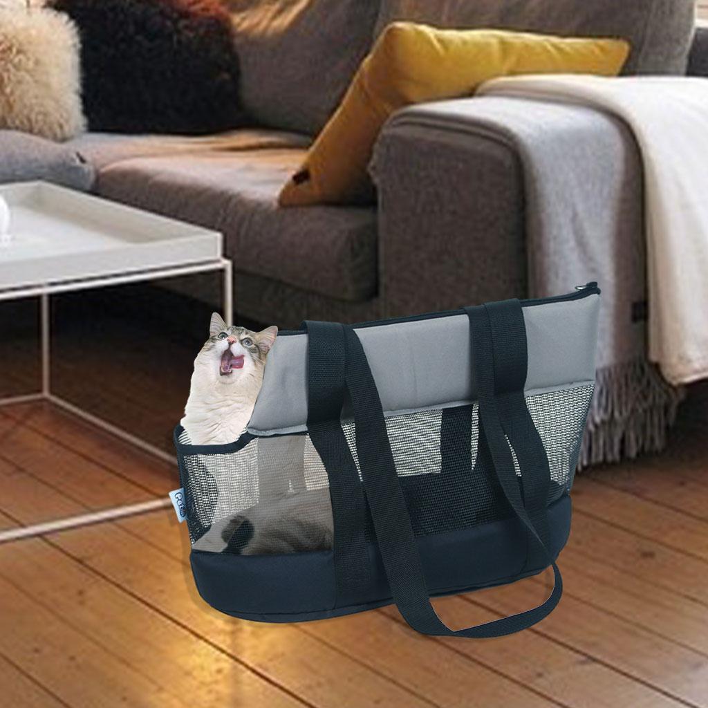 Träger Haustier-Tragetasche für kleine Katzen und Hunde Tragetasche Fluggesellschaftszulassung, Weich, Atmungsaktiv und Faltbar Schultertasche Tragetasche