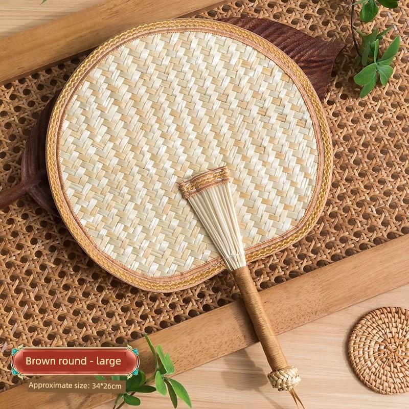 Durable Summer Fan, Large Cattail Fan, Wheat Straw Money Fan, Hand-Woven Traditional Household Fan for Babies, Old-Fashioned Hand-Cranked Banana Leaf