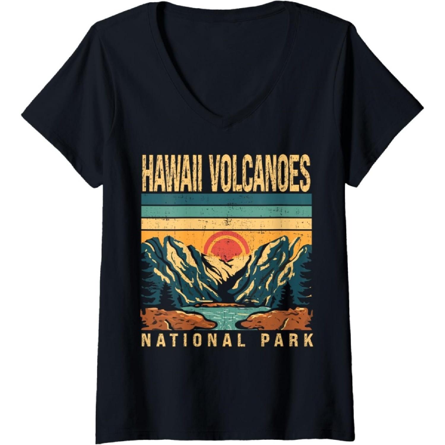 Womens Hawaii Volcanoes National Park National Park Souvenir V-Neck T-Shirt S