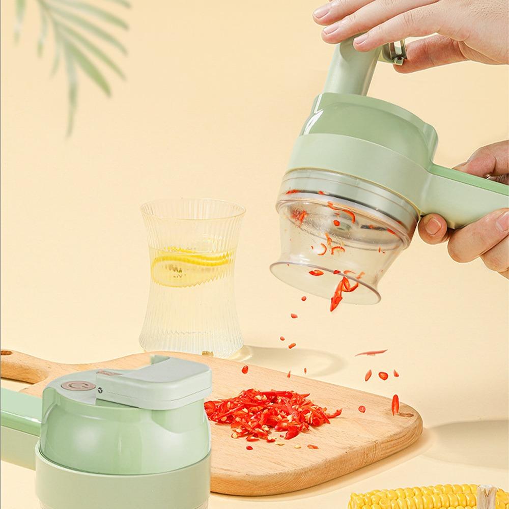 Easy To Clean 4 in1Electric Garlic Mincer Vegetable Cutter Set Cordless Electric Garlic Mincer Food Chopper Handheld Food Slicer