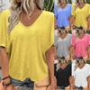 Plus Size Womens Casual Solid Tee Top Short Sleeve Loose T Shirt V-neck