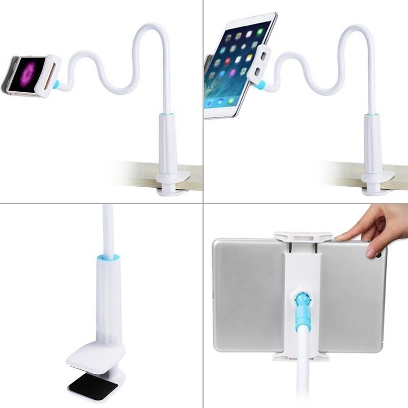 Tablet Long Arm Stand Car Desktop Bed Clamp Holder For iPad iPhone Mini Tablet