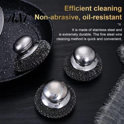 Langlebiger Stahlwolle-Schrubber Edelstahl-Schrubber, mit ergonomischem Griff, strapazierfähige tragbare Spülbürste, flexible Reinigungsbürste, für Töpfe Pfannen