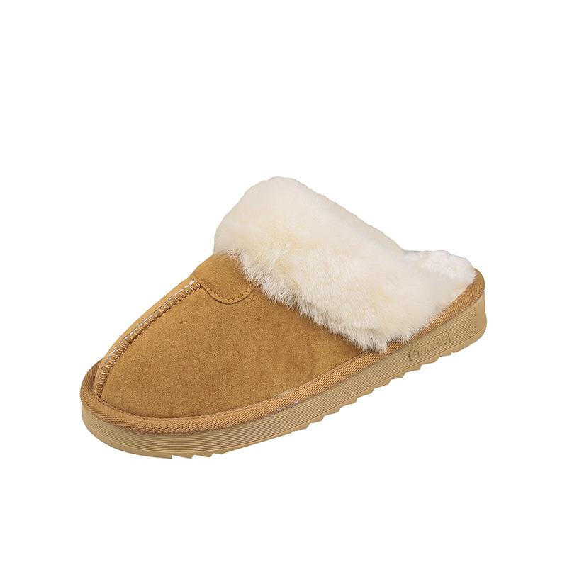 Mao Mao slippers women's outer wear fur integrated bag head snow boots 2025 winter new one-pedal thermal cotton slippers