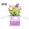 Butterfly Pop Up Card Handcrafted 3D Paper Flower Bouquet Pop-up Greeting Card for Birthday Anniversary Mother's Day