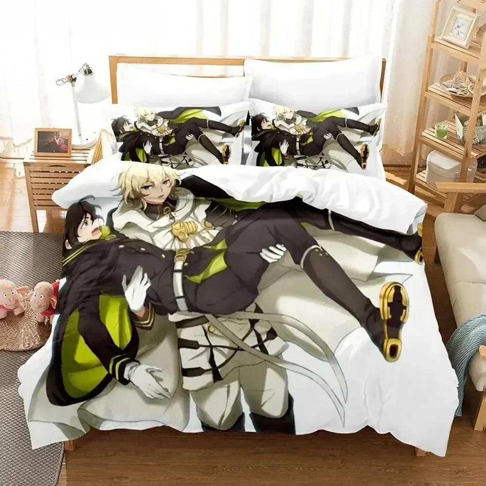 Seraph of the end 3D Print Bedding Set Cartoon Duvet Covers Pillowcases Double Size Bedclothes Decoration Home Textiles