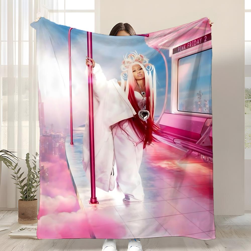 N-Nicki Minaj Album Pink Friday Wurf Kinderfreundliche Flanell-Wurfdecke Weich Warm Antistatisch Waschbar Ganzjahres