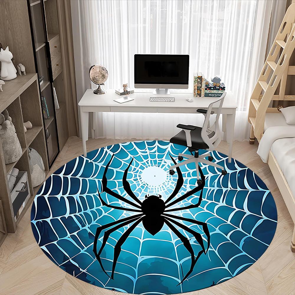 1PCSpider Web Office Round Area Rug,  Mat Suitable For Office, Under Office Chairs Bedroom Living Room Home Decor, Room Deco