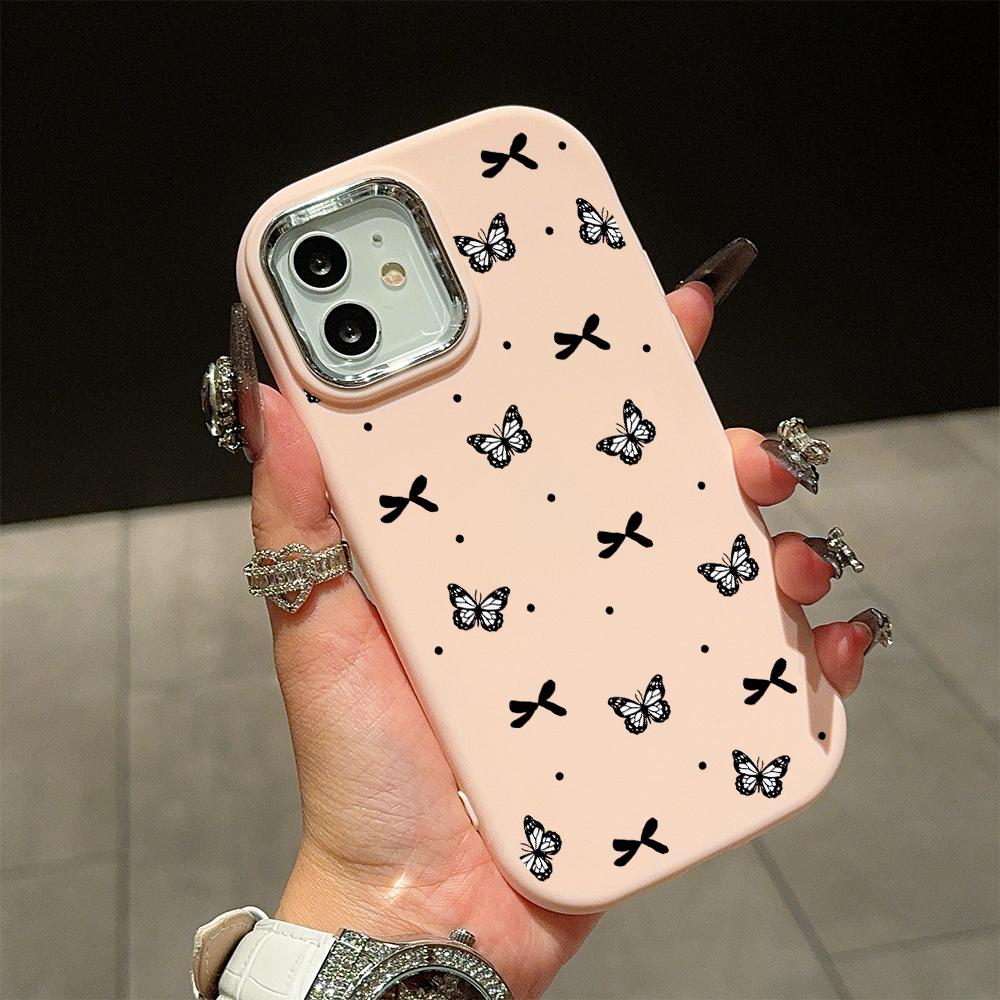 Solid Color Silver Edge Lens Soft Liquid Silicone Shockproof Phone Case for iPhone Samsung Huawei Honor Xiaomi Redmi OPPO Realme Vivo Infinix Tecno