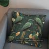 2D Enchanted Green Birds And Leaves Cushion Cover Pattern Cushion Cover Suitable For Sofa Bedroom Car Pillow Cover