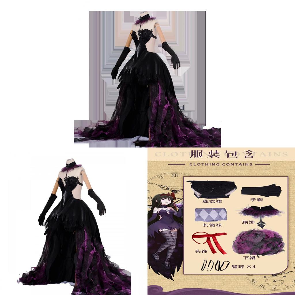 Puella Magi Madoka Magica Akemi Homura Cosplay Attire With Spandex Material For Game Themed Costumes