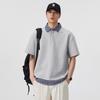 Fake Two-piece Polo Collar Short-sleeved T-shirt Men's Loose Versatile Plaid Shirt Collar T-shirt