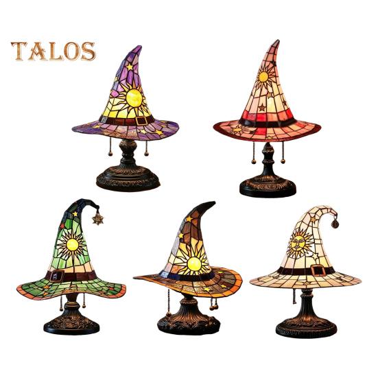 Lampa klobouk čarodějnice LED noční světlo jemná záře ručně vyráběné gotické světlo ve tvaru klobouku čaroděje halloweenská noční lampička
