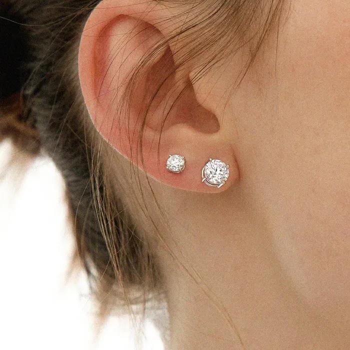 [14K/Laboratory Diamond] Basic Prong Earrings (Round Cut 0.3 Carat / 0.5 Carat / 0.7 Carat / 1 Carat / 1.5 Carat / 2 Carat)