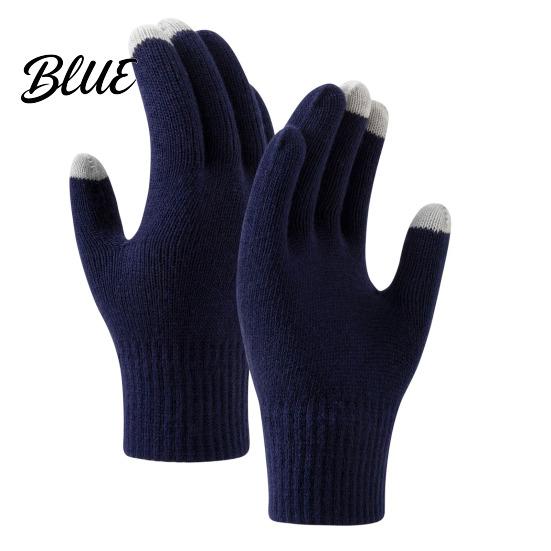 Thermal Wool Lined Mittens Knitted Touchscreen Gloves for Women Men Winter Warm Five Finger Gloves Daily Commuting Driving Cold Weather Texting And