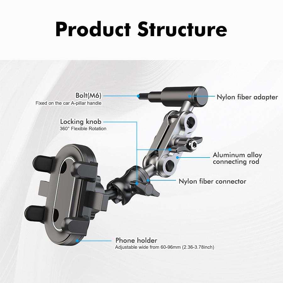 Xiaomi Car A-Pillar Handle Phone Holder 360 Degree Rotatable Fixed Mobile Bracket Suitable for Tanks 300/500/Pajero/Overlord ETC